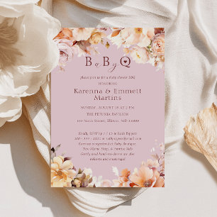 Invitación Lavender Floral Fall Baby-Q BBQ Baby Shower