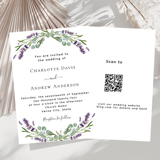 Invitación Lavender floral formal QR Detalles boda de lujo (Subido por el creador)