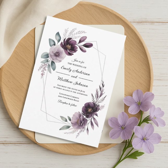 Invitación Lavender Floral Frame Wedding Invitation (Subido por el creador)