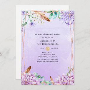 Invitación Lavender Floral Geométrica Bridesmaids Luncheon