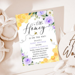 Invitación Lavender Floral Honey Bee Baby Shower