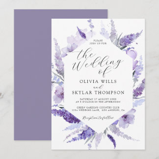 Invitación Lavender Floral Lilac Boda Mauve Botánico
