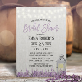Invitación Lavender Floral Linterna Blanca Brillante