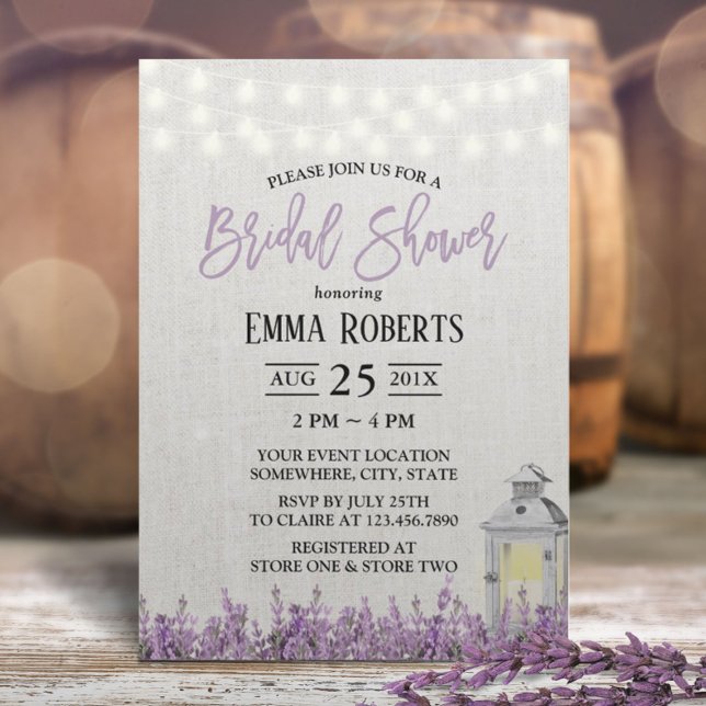 Invitación Lavender Floral Linterna Blanca Brillante (Subido por el creador)