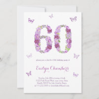 Lavender Floral Mariposa 60 cumpleaños