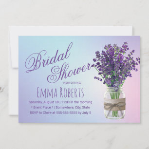 Invitación Lavender Floral Mason Jar Pastel Bridal Shower