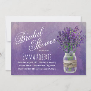Invitación Lavender Floral Mason Jar Watercolor Bridal Shower