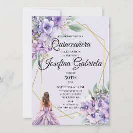 Invitación Lavender floral Quinceañera Invitation