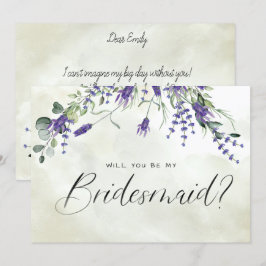 Invitación Lavender Floral Watercolor Script Bridesmaid