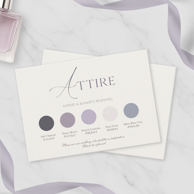 Invitación Lavender Floral Wedding Attire Card (Subido por el creador)