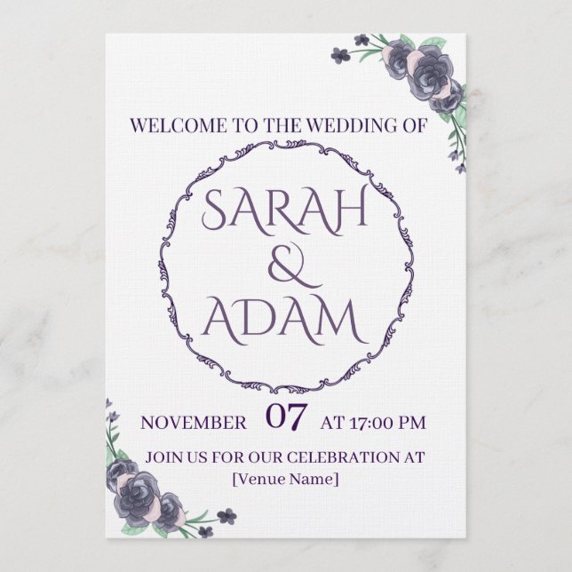 Invitación Lavender Floral Wedding Invitation (Anverso)