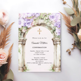 Invitación Lavender florals arch girl Confirmation