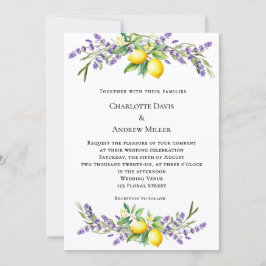 Invitación Lavender florals lemons wedding 
