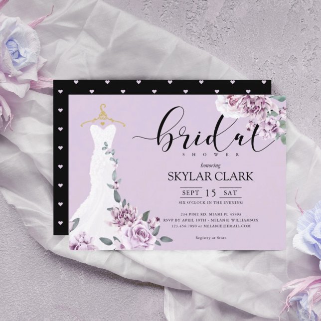 Invitación Lavender Florals Vestido Boda blanco Ducha de novi (Subido por el creador)
