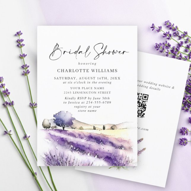 Invitación Lavender Flores Campo Ducha Bridal Código QR (Subido por el creador)