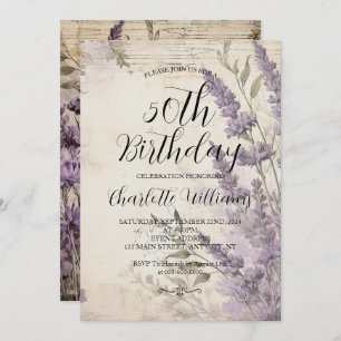 Invitación Lavender Flores Mujeres 50 cumpleaños