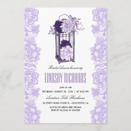 Invitación Lavender Flores Púrpuras Ducha Bridal Linterna