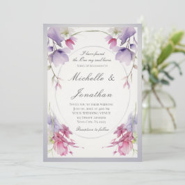 Invitación Lavender Flores rosas Biblia Boda cristiano