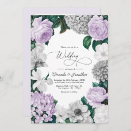 Invitación Lavender Fog, Heather Gray & Winter White Wedding