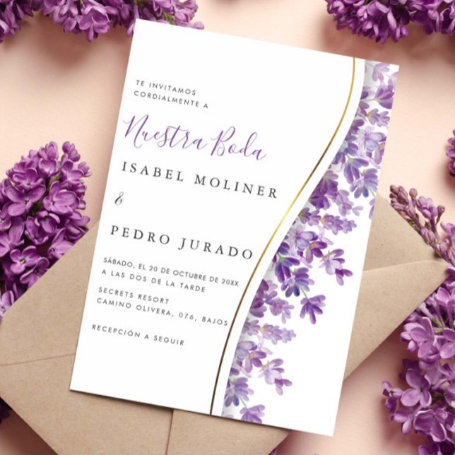 Invitación Lavender Foliage Nuestra Boda Boda Española (Subido por el creador)