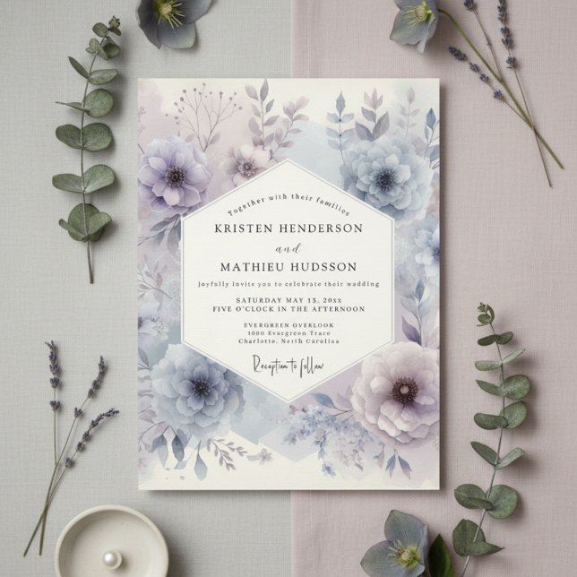 Invitación Lavender Frost Floral Elegance Wedding (Subido por el creador)