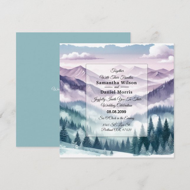 Invitación Lavender Frost in the Alpine Mist Wedding (Anverso / Reverso)