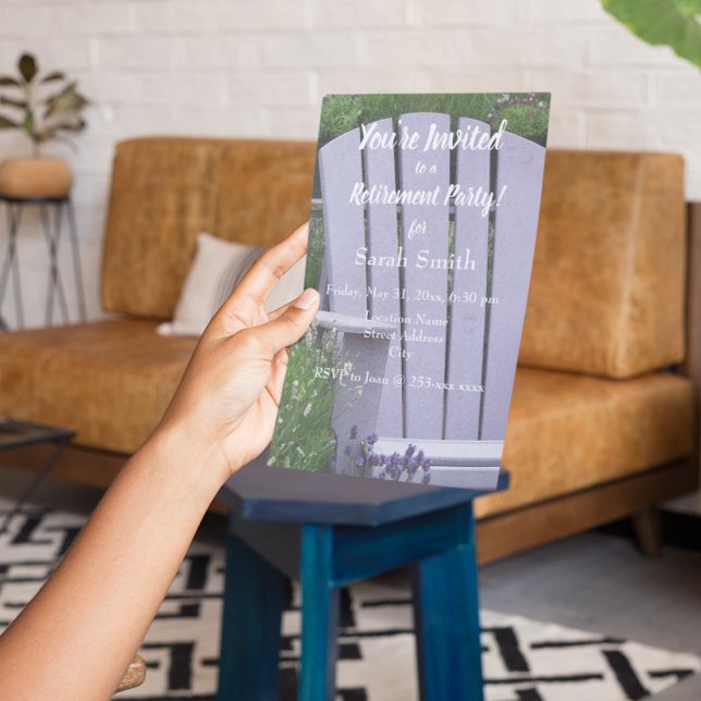 Invitación Lavender Garden Chair Photo Retirement Party (In Situ)
