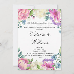 Invitación Lavender Garden Romantic Watercolor Floral Wedding