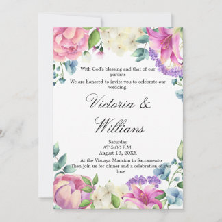 Invitación Lavender Garden Romantic Watercolor Floral Wedding