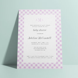 Invitación Lavender Gingham tradicional Baby Shower