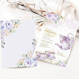 Invitación Lavender Gold Floral Bridal Shower Tea Fiesta