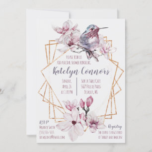 Invitación Lavender & Gold Hummingbird Ducha de Novias Temáti