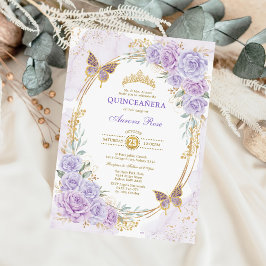 Invitación Lavender Gold Quinceanera Mis Quince