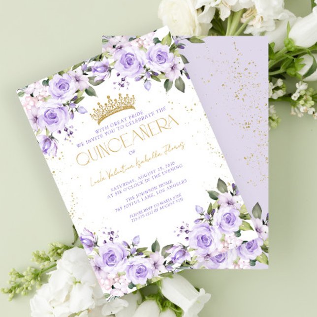 Invitación Lavender Gold Quinceañera Mis Quince 15 años (Subido por el creador)