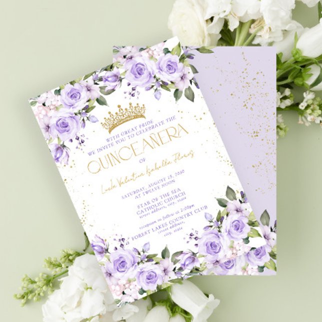 Invitación Lavender Gold Quinceañera Mis Quince 15 años (Subido por el creador)