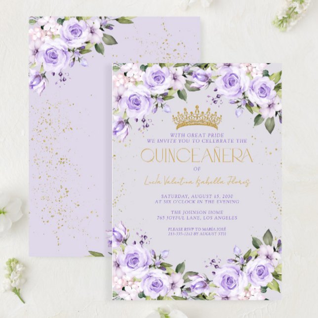 Invitación Lavender Gold Quinceañera Mis Quince 15 años (Subido por el creador)