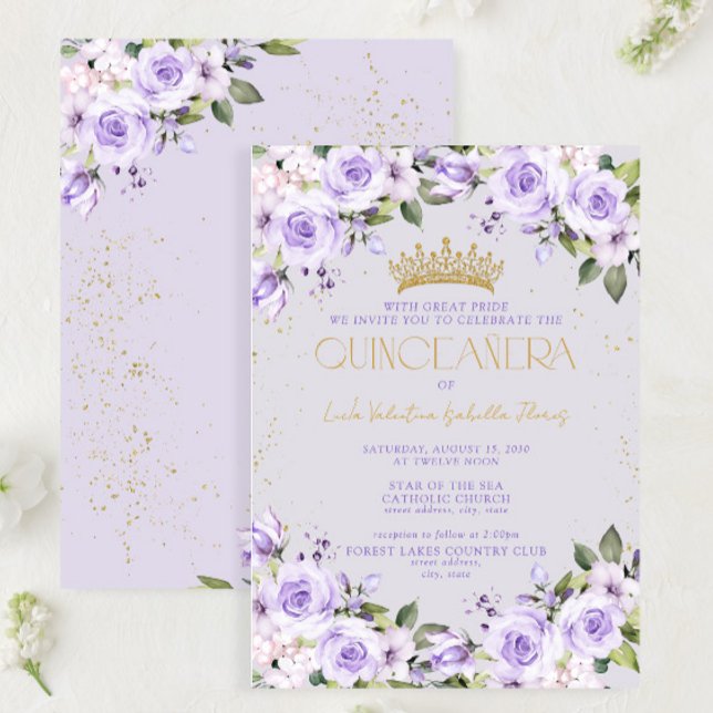 Invitación Lavender Gold Quinceañera Mis Quince 15 años (Subido por el creador)