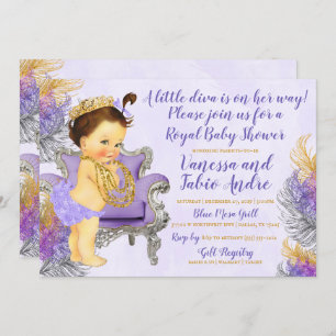 Invitación Lavender Gold Silver Watercolor Baby Shower