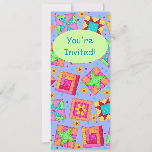 Invitación Lavender Green Patchwork QuilBlock Art (Anverso)