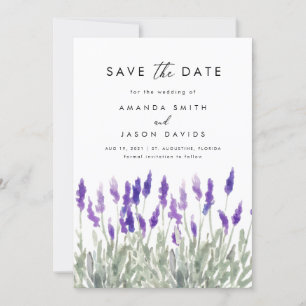Invitación Lavender Greenery Lilac Purple Save the Date