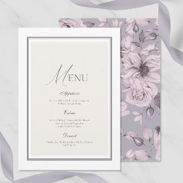 Invitación Lavender Grey Floral Wedding Menu Card