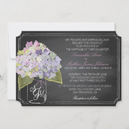 Invitación Lavender Hydrangeas Chalkboard Rústico Boda