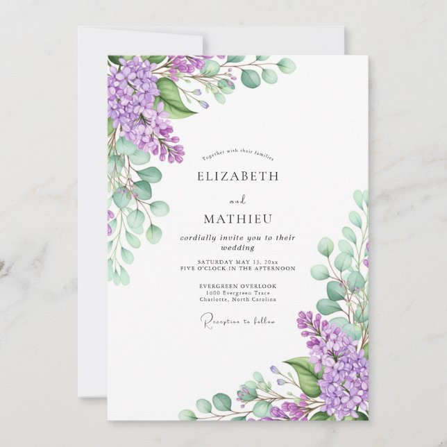 Invitación Lavender Idyllic Spring Wedding (Anverso)
