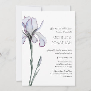 Invitación Lavender Iris Boda cristiano floral moderna