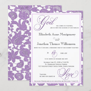 Invitación Lavender Lace Dios es amor Boda cristiano