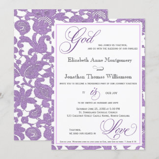 Invitación Lavender Lace Dios es amor Boda cristiano