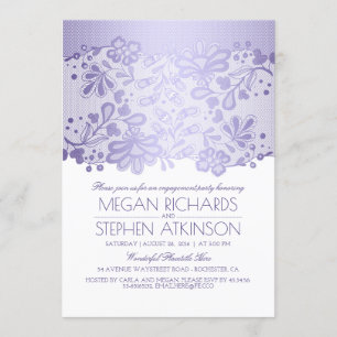 Invitación Lavender Lace Elegante Vintage Engagement Party