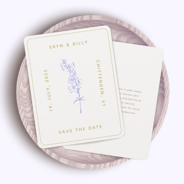 Invitación Lavender Larkspur Floral Save the Date (Subido por el creador)