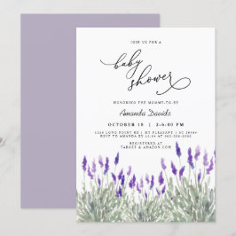 Invitación Lavender Lila Greenery Género Baby Shower Neutral