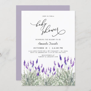 Invitación Lavender Lila Greenery Género Baby Shower Neutral